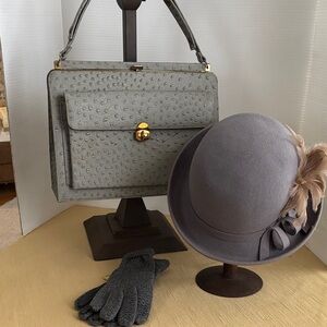 Vintage Frenchy of California Faux Ostrich Leather Pocketbook Purse Bag